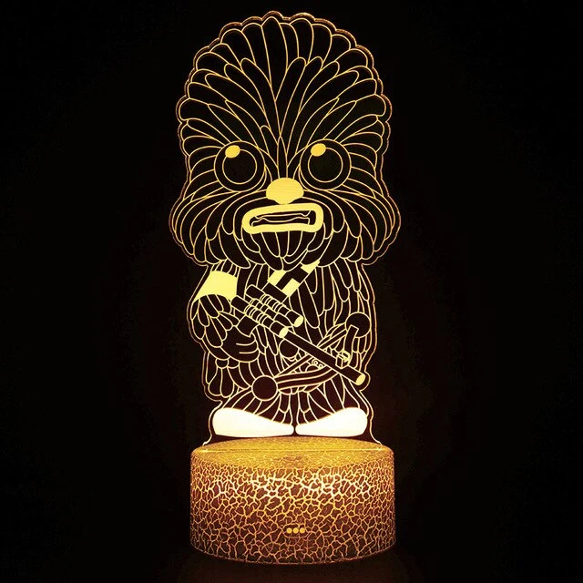 Star Wars Chewie Chewbacca Nachtlicht, Nachtlampe, 3D Effekt, Farbwechsel inkl. Fernbedienung