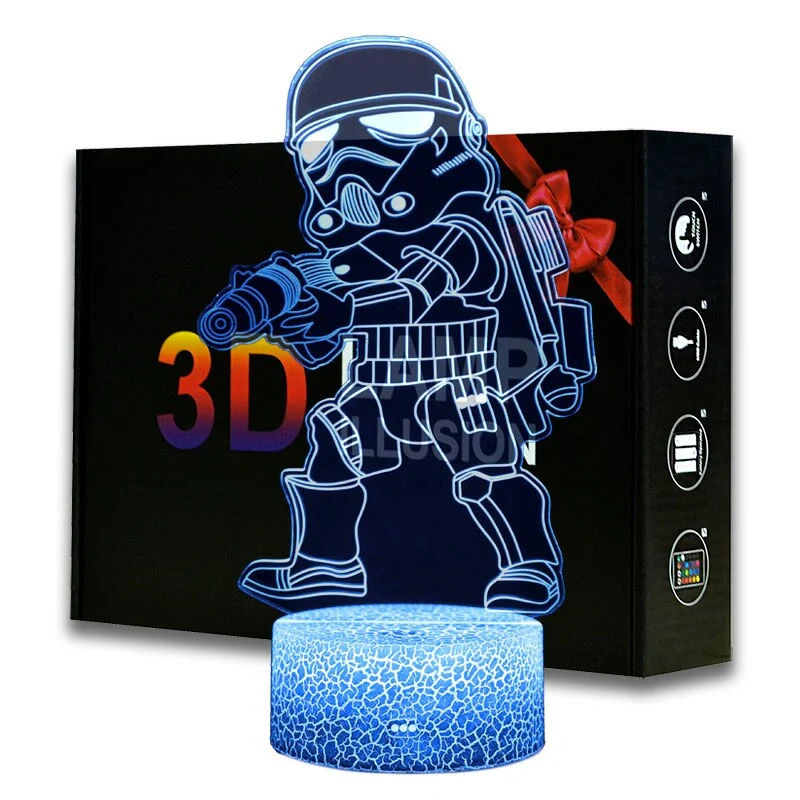 Star Wars Stormtrooper Lampe, Nachtlicht, Nachtlampe mit Farbwechsel und 3D Effekt
