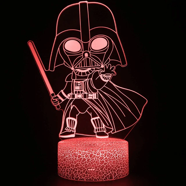 Star Wars Darth Vader Nachtlampe, Nachtlicht mit 3D Effekt, Farbwechsel in 16 Farben