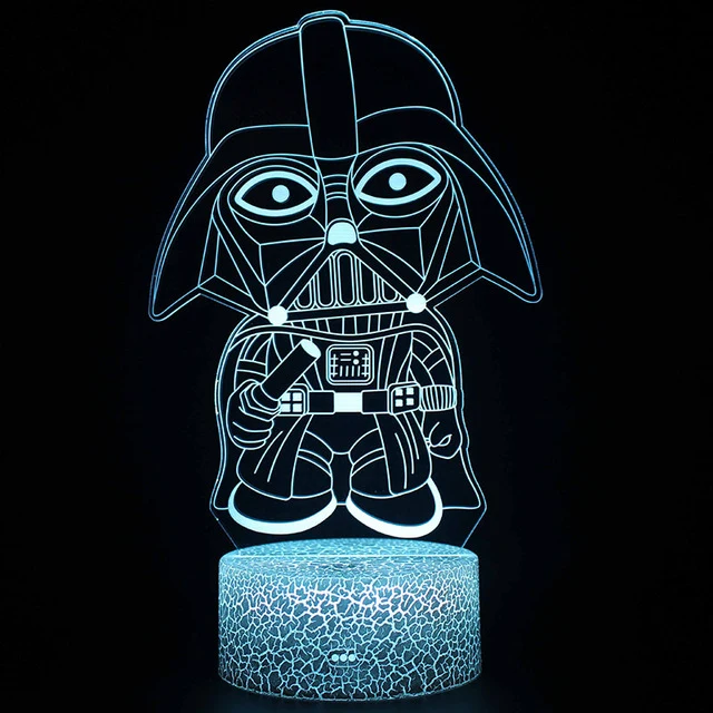 Star Wars Darth Vader Nachtlampe, Nachtlicht mit 3D Effekt, Farbwechsel in 16 Farben