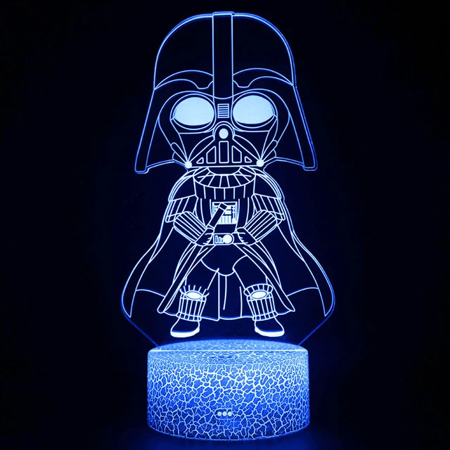 Star Wars Darth Vader Nachtlampe, Nachtlicht mit 3D Effekt, Farbwechsel in 16 Farben