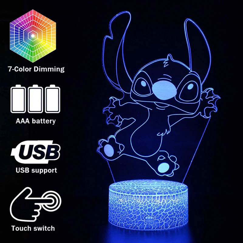 Stitch Lampe Geschenkidee für Kinder Nachtlicht, Nachtlampe mit Farbwechsel in 16 Farben