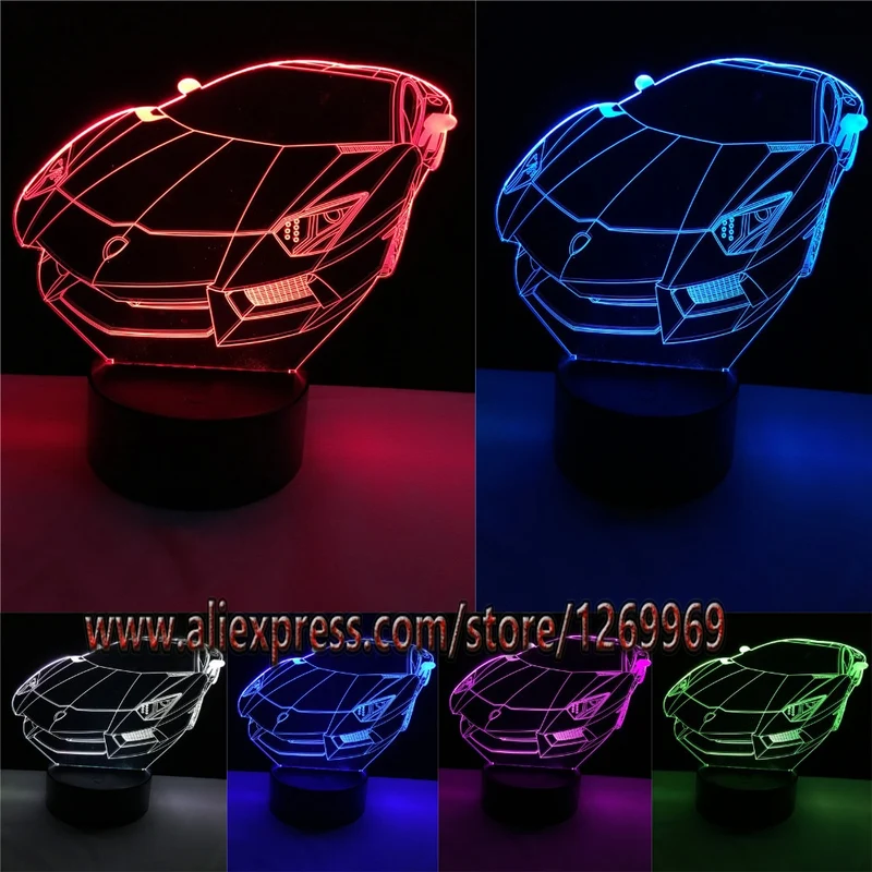 Sportwagen 3D Lampe mit Multicolor Effekt