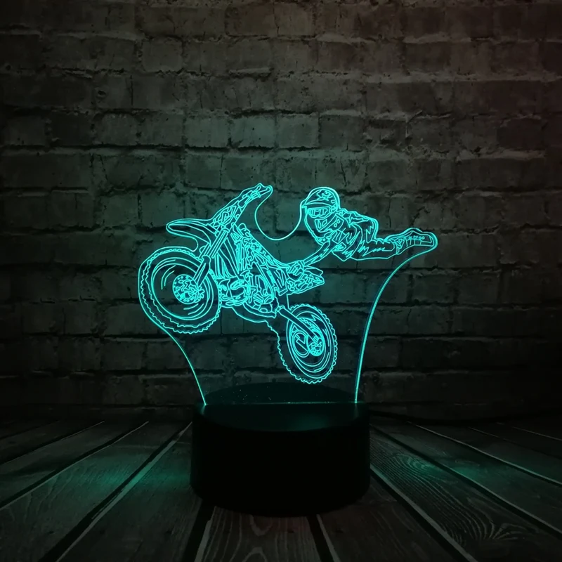 LED Lampe mit Motorcross Motiv