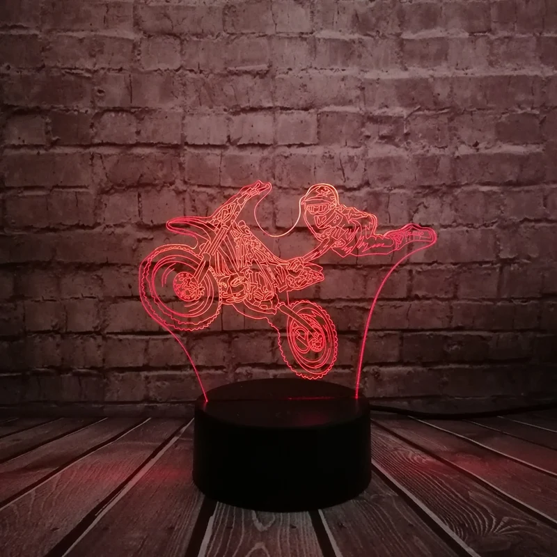 LED Lampe mit Motorcross Motiv