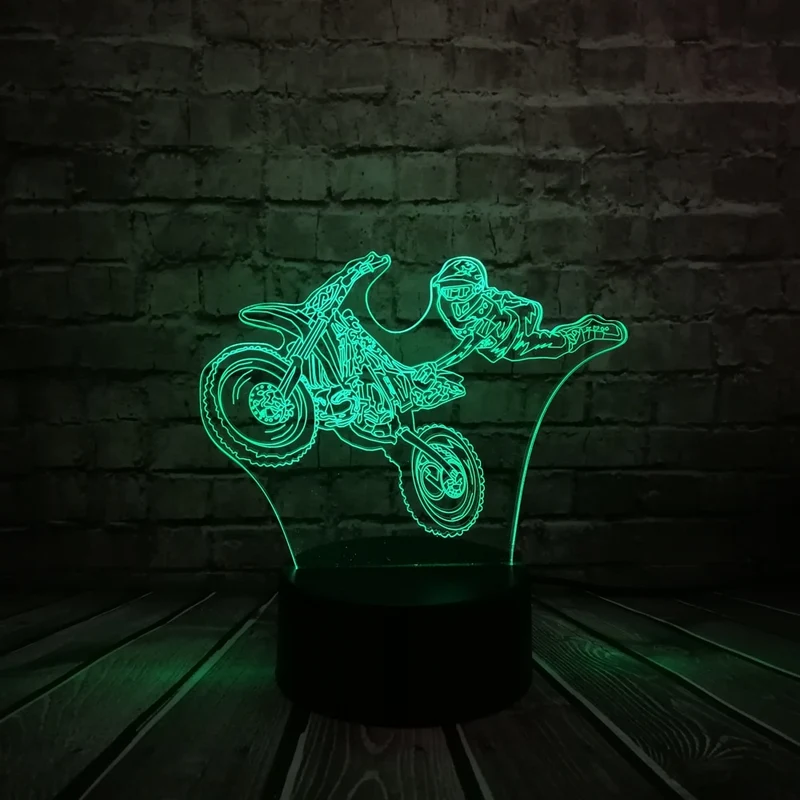 LED Lampe mit Motorcross Motiv