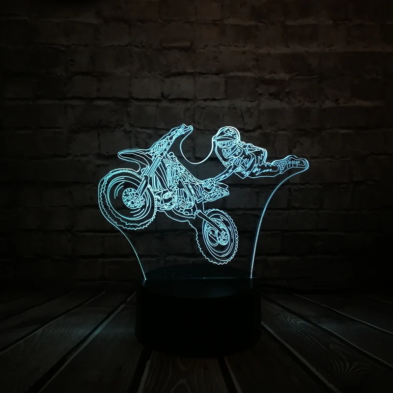 LED Lampe mit Motorcross Motiv