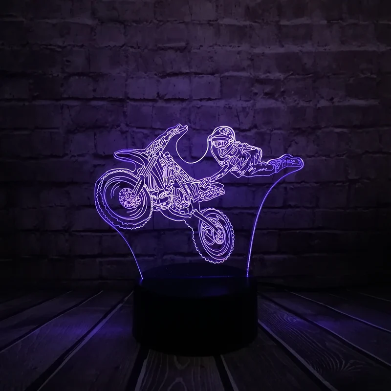 LED Lampe mit Motorcross Motiv