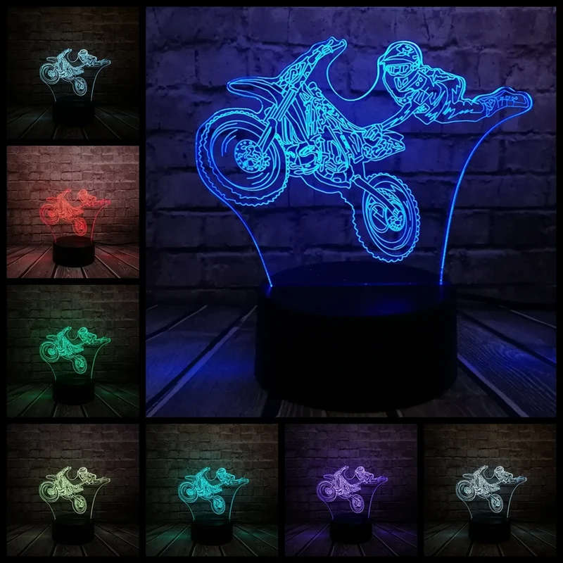 LED Lampe mit Motorcross Motiv