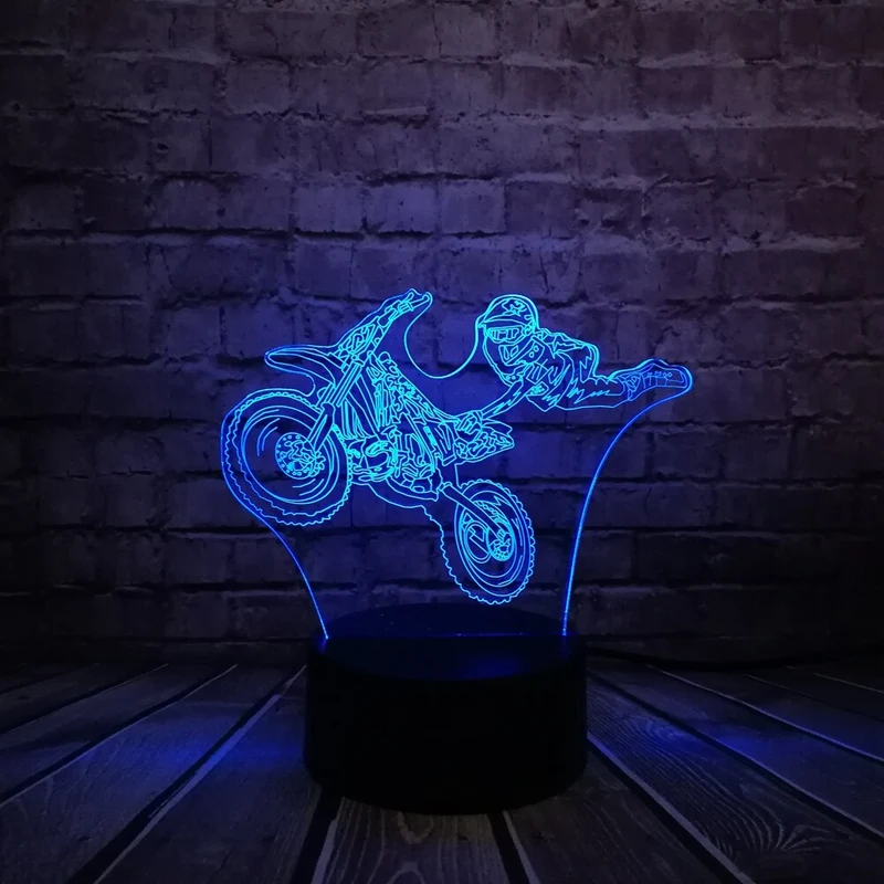 LED Lampe mit Motorcross Motiv