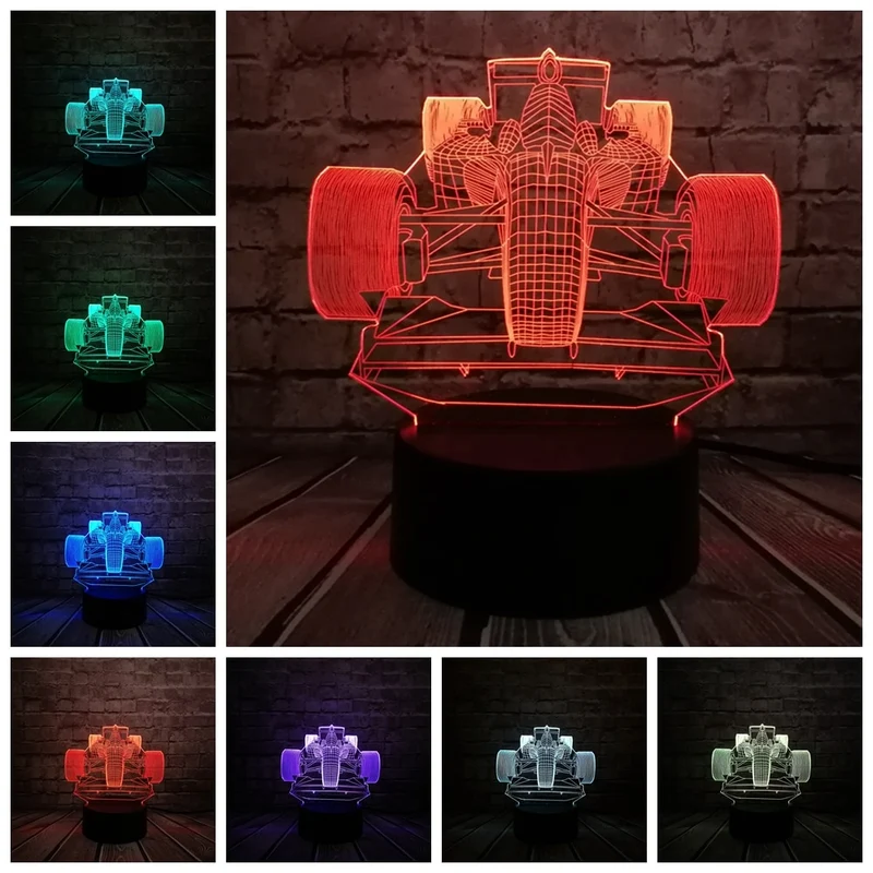 F1 Rennauto Lampe mit 3D Effekt und Farbwechsel