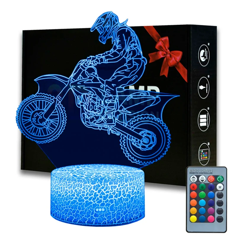 3D LED Lampe - Nachtlicht - Tischlampe im Motorrad Design - Verschiedene Motive