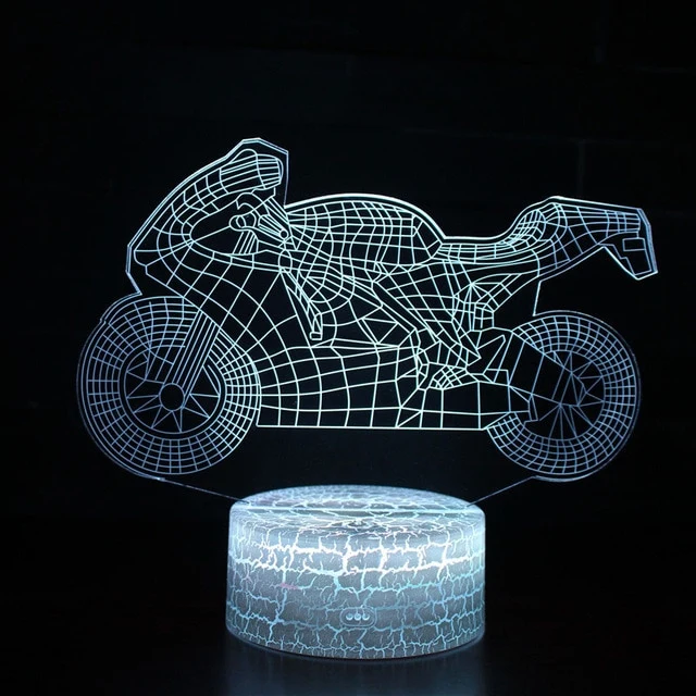 3D LED Lampe - Nachtlicht - Tischlampe im Motorrad Design - Verschiedene Motive