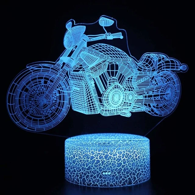 3D LED Lampe - Nachtlicht - Tischlampe im Motorrad Design - Verschiedene Motive