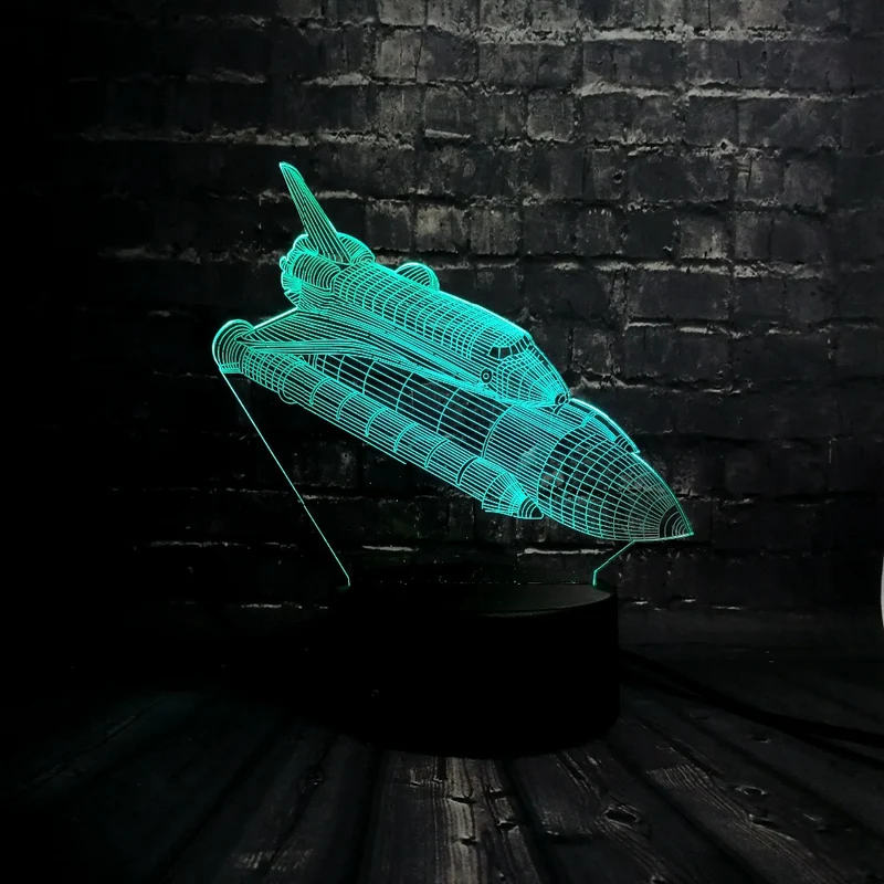 Spaceshuttle Lampe mit 3D Effekt - Farbwechsel bis zu 7 Farben