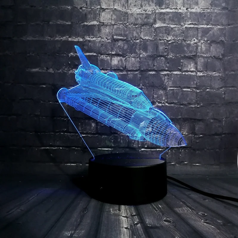 Spaceshuttle Lampe mit 3D Effekt - Farbwechsel bis zu 7 Farben