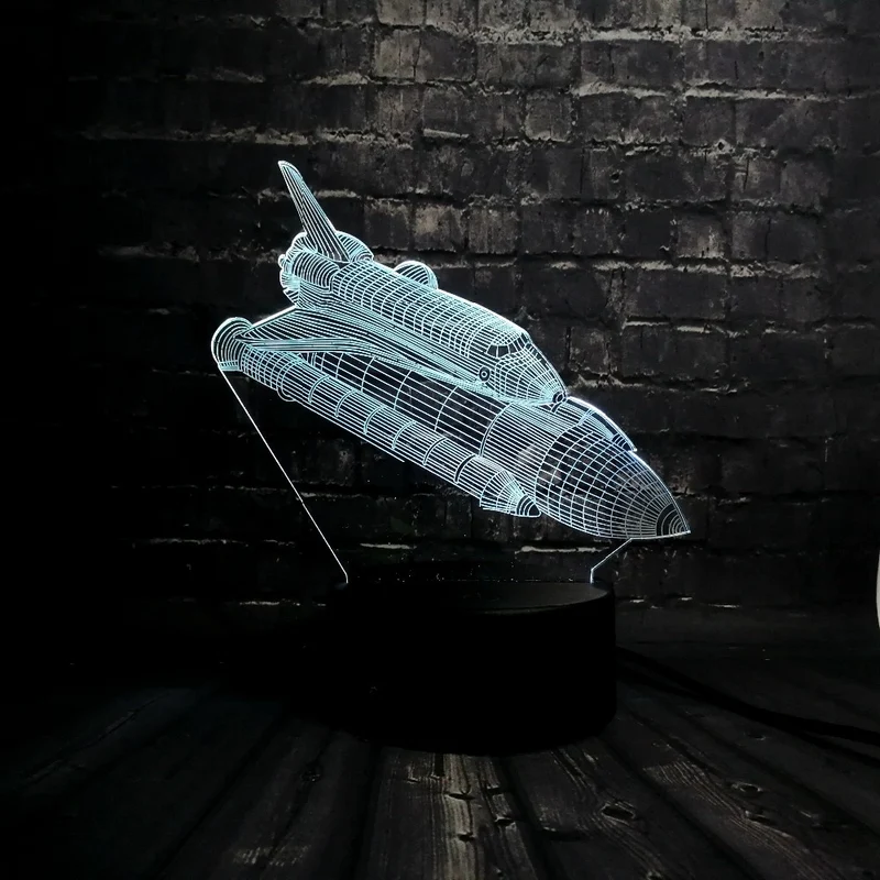 Spaceshuttle Lampe mit 3D Effekt - Farbwechsel bis zu 7 Farben