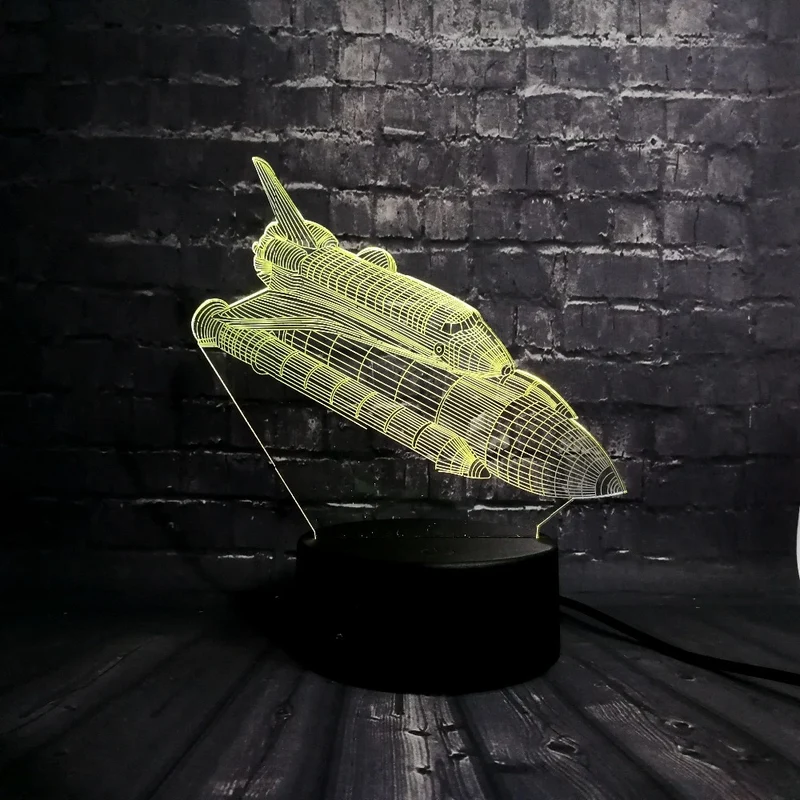Spaceshuttle Lampe mit 3D Effekt - Farbwechsel bis zu 7 Farben