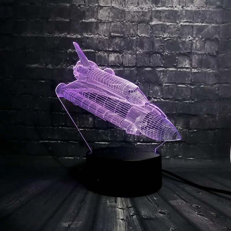 Spaceshuttle Lampe mit 3D Effekt - Farbwechsel bis zu 7 Farben