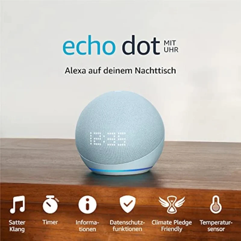Amazon Echo Dot 5 (2022) mit Uhr Alexa Smart Speaker WLAN Bluetooth