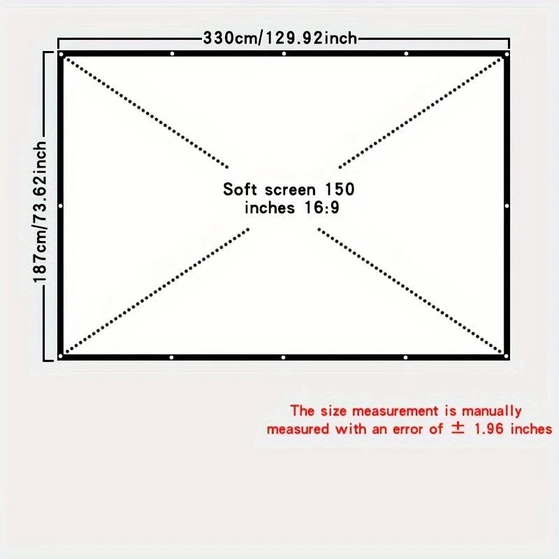 150 Zoll Beamer Leinwand 16:9 HD – Faltbare Projektor Leinwand für Heimkino, Gartenkino, Camping und Outdoor Projektion