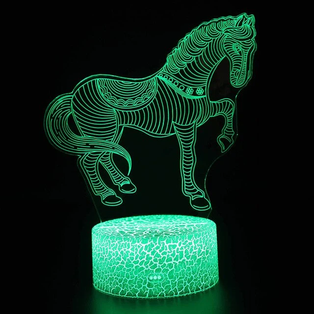 Nachtlicht, Tischlampe mit Pferd Motiven, Farbwechsel und Fernbedienung