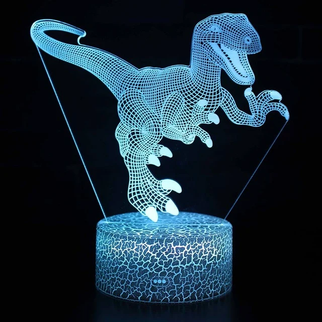 3D Dinosaurier Lampe, Tischlicht, Nachtlampe mit 16 Farben im Wechsel