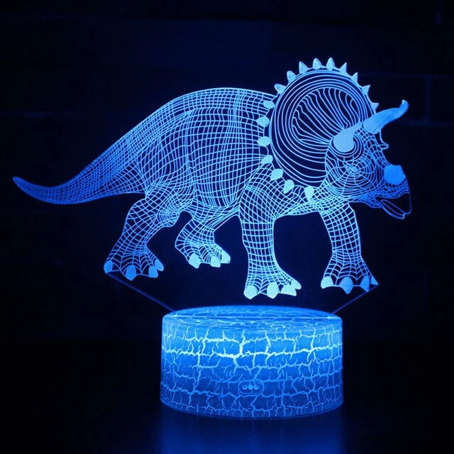 3D Dinosaurier Lampe, Tischlicht, Nachtlampe mit 16 Farben im Wechsel