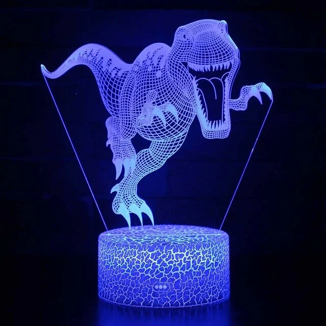 3D Dinosaurier Lampe, Tischlicht, Nachtlampe mit 16 Farben im Wechsel