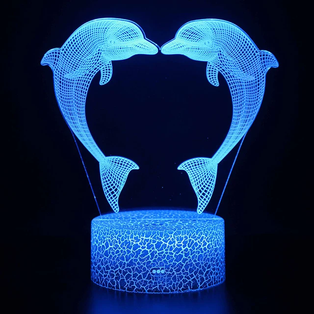 3D illusion Delphine Lampe mit magischen Farbwechsel und Fernbedienung