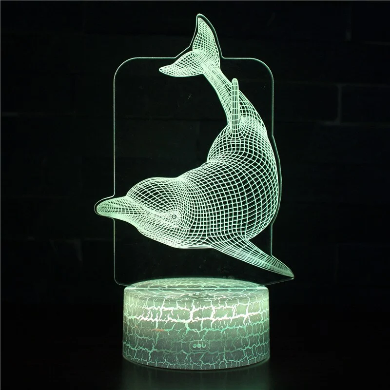 3D illusion Delphine Lampe mit magischen Farbwechsel und Fernbedienung