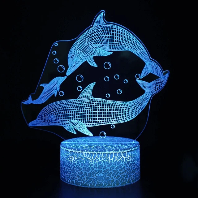 3D illusion Delphine Lampe mit magischen Farbwechsel und Fernbedienung