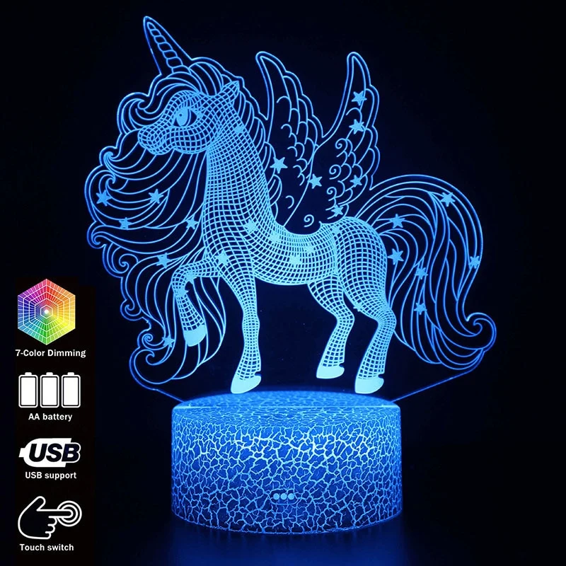 3D illusion Nachtlicht mit Märchenhaften Einhorn Motiv