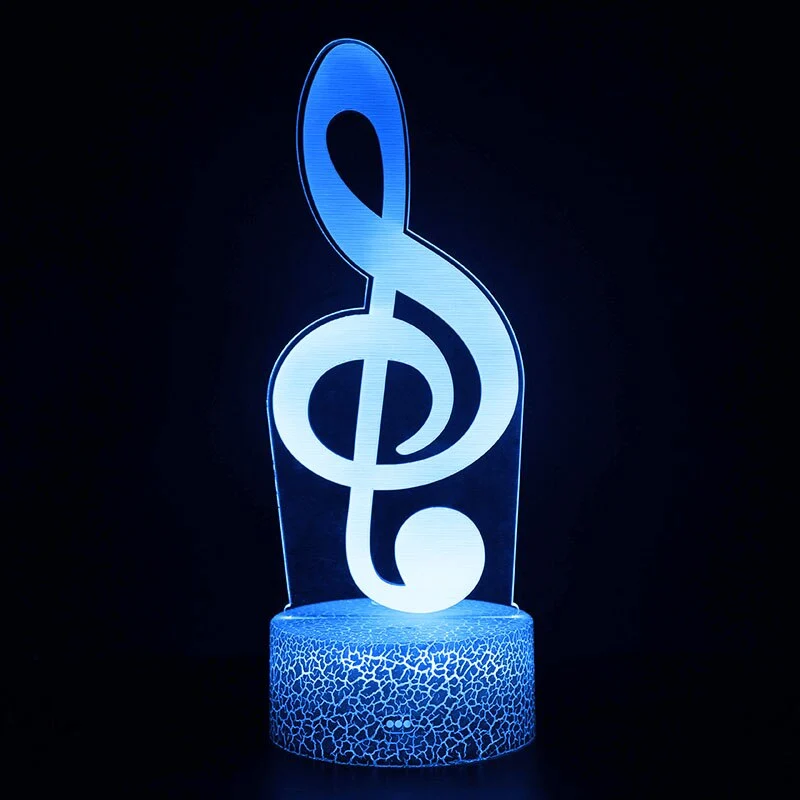Nachtlicht, Tischlampe mit Musik Noten Motiv, Farbwechsel und 3D Effekt