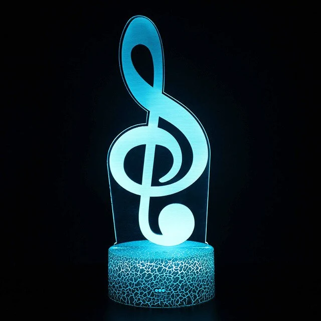 Nachtlicht, Tischlampe mit Musik Noten Motiv, Farbwechsel und 3D Effekt