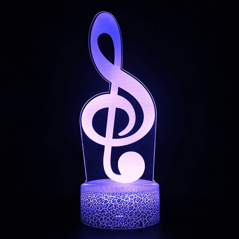 Nachtlicht, Tischlampe mit Musik Noten Motiv, Farbwechsel und 3D Effekt