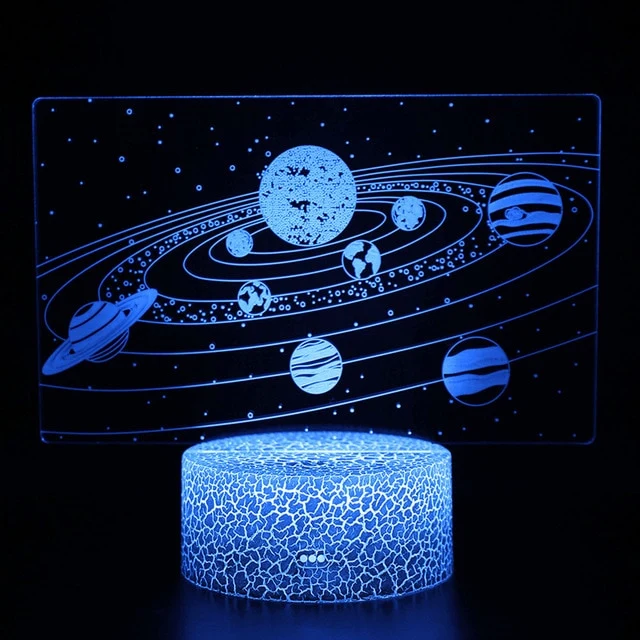 3D LED Nachtlicht mit Motiv des Sonnensystems - inkl. Farbwechsel und Fernbedienung
