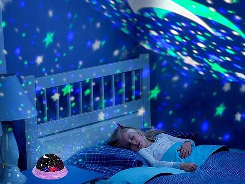 LED Sternenhimmel Projektor Nachtlicht Schlaflampe mit USB Kinderzimmer Sterne Mond