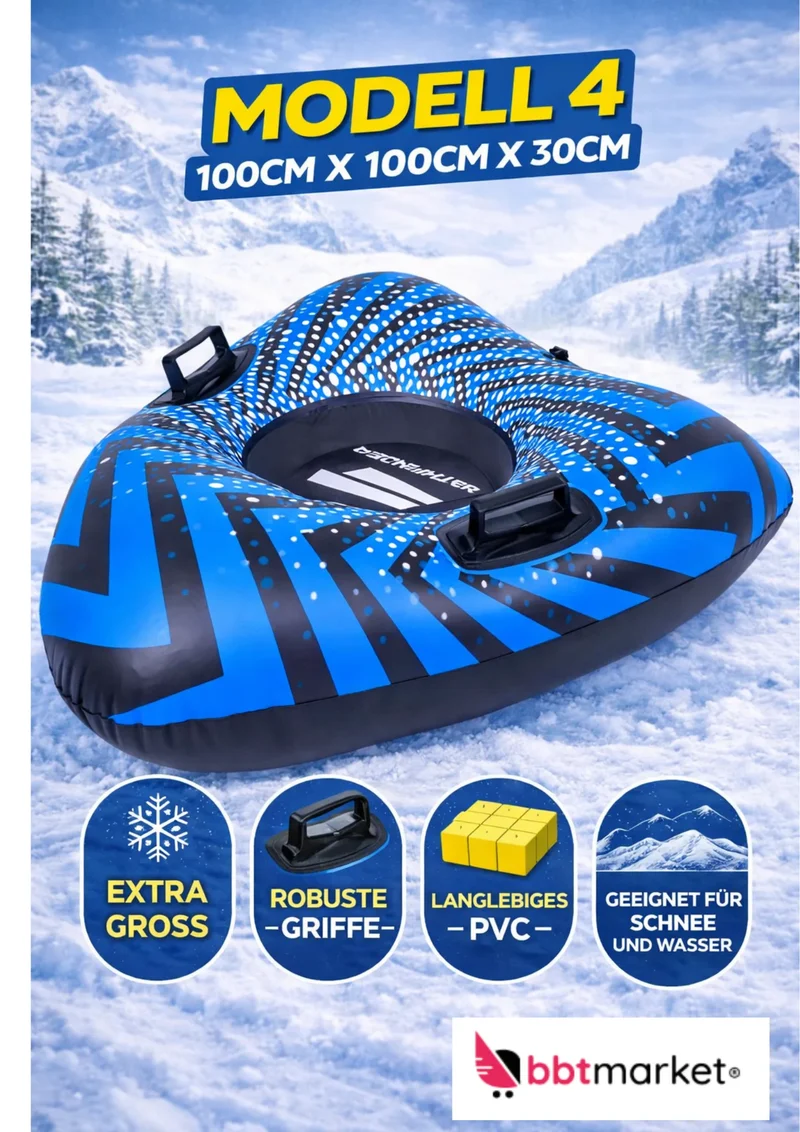 Snow Tube Aufblasbar Schneereifen mit Griffen Schwimmring für Schnee & Wasser