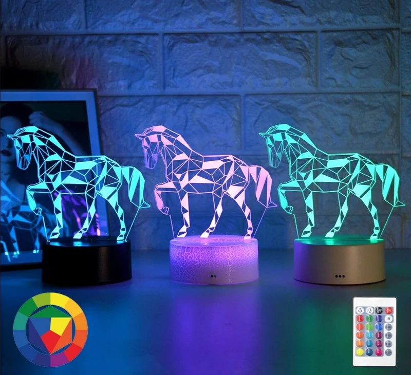 Stylishe Zebra / Pferd 3D Effekt Lampe