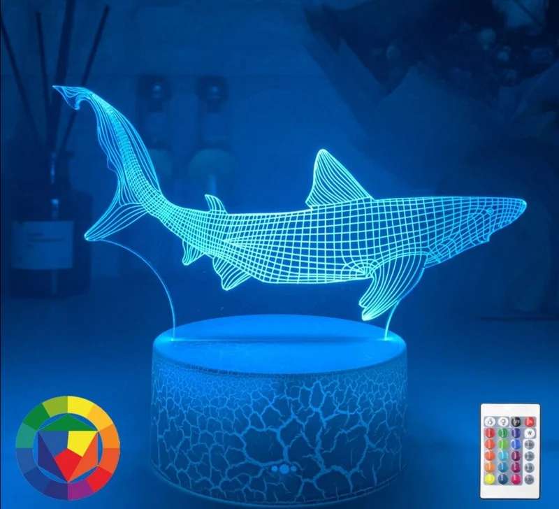Nachtlicht mit 3D Illusion und Hai Motiv