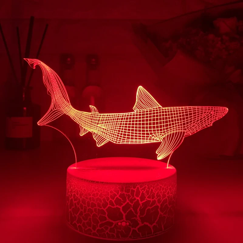 Nachtlicht mit 3D Illusion und Hai Motiv