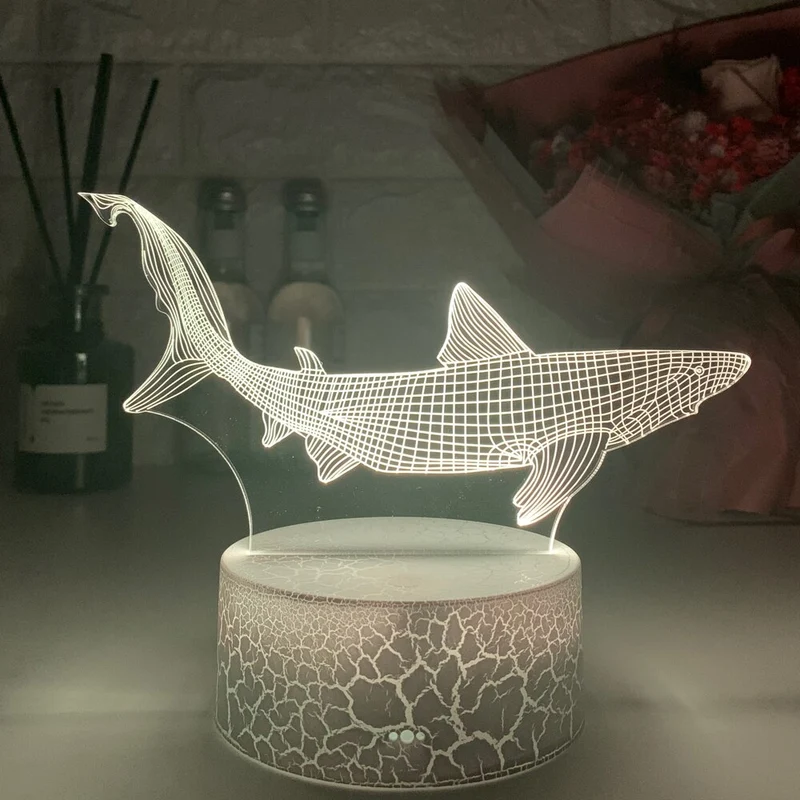 Nachtlicht mit 3D Illusion und Hai Motiv