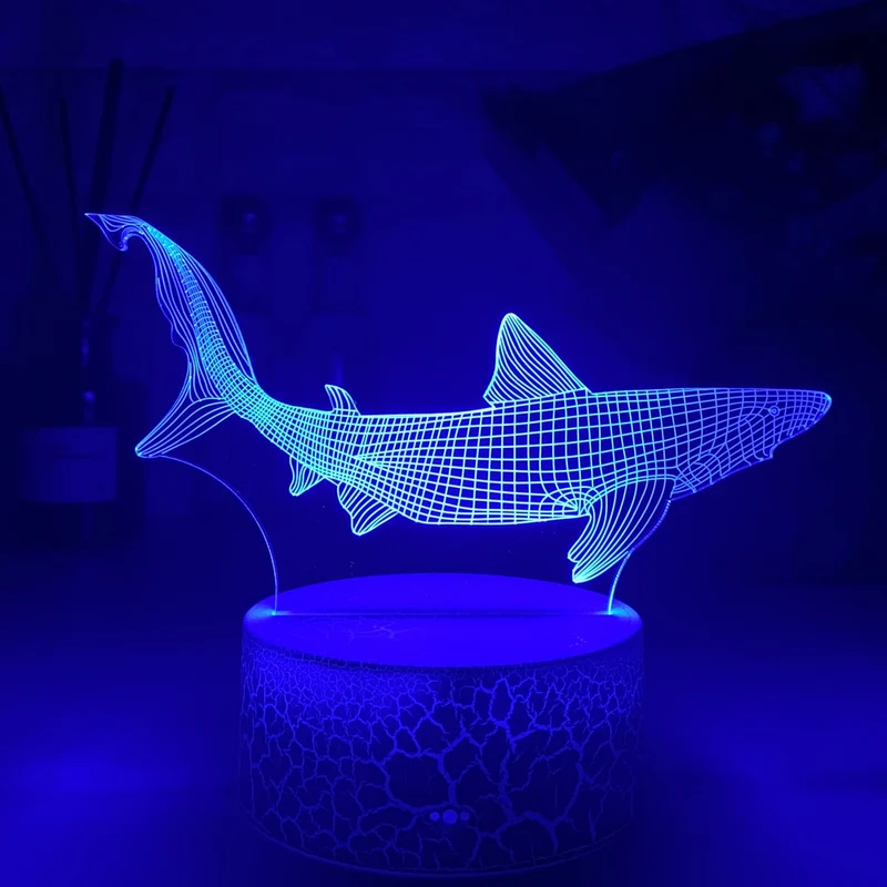 Nachtlicht mit 3D Illusion und Hai Motiv