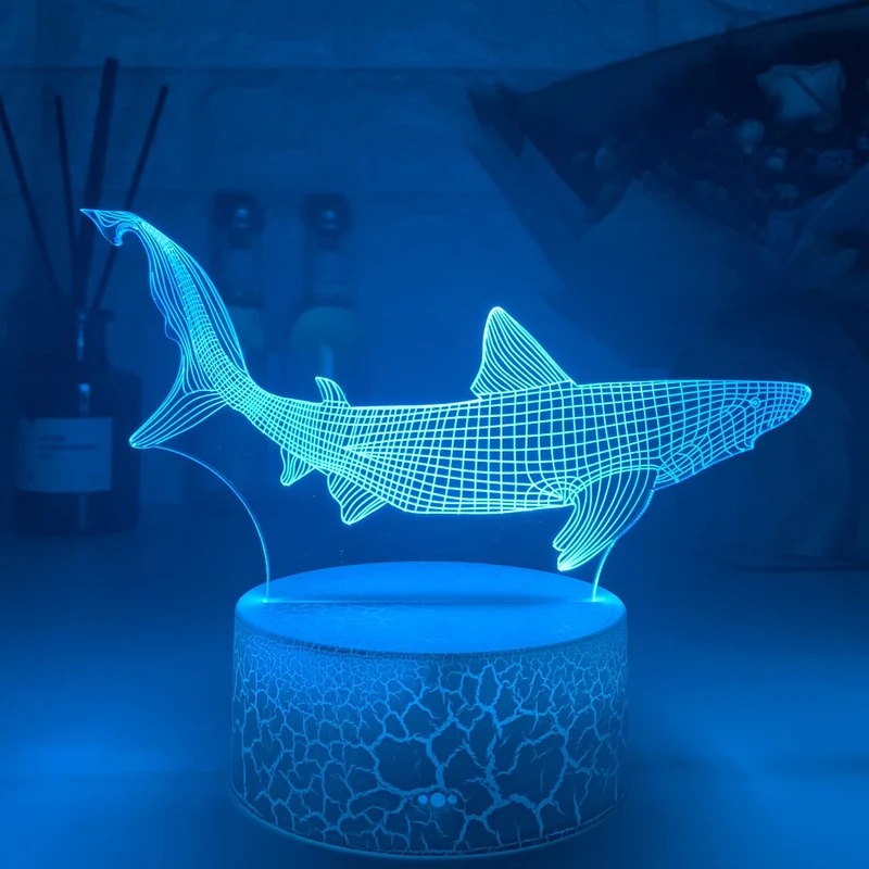 Nachtlicht mit 3D Illusion und Hai Motiv