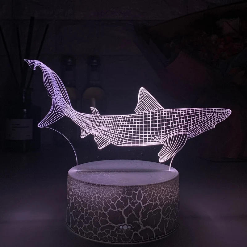 Nachtlicht mit 3D Illusion und Hai Motiv