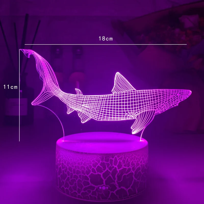 Nachtlicht mit 3D Illusion und Hai Motiv