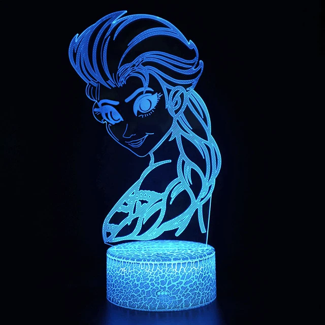 Elsa Die Eiskönigin Nachtlicht, 3D Lampe, Nachtlampe mit Farbwechsel