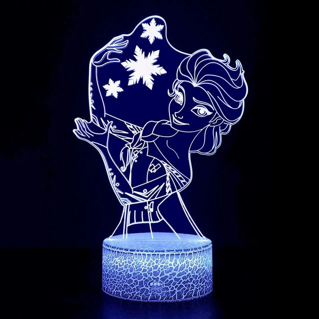 Elsa Die Eiskönigin Nachtlicht, 3D Lampe, Nachtlampe mit Farbwechsel