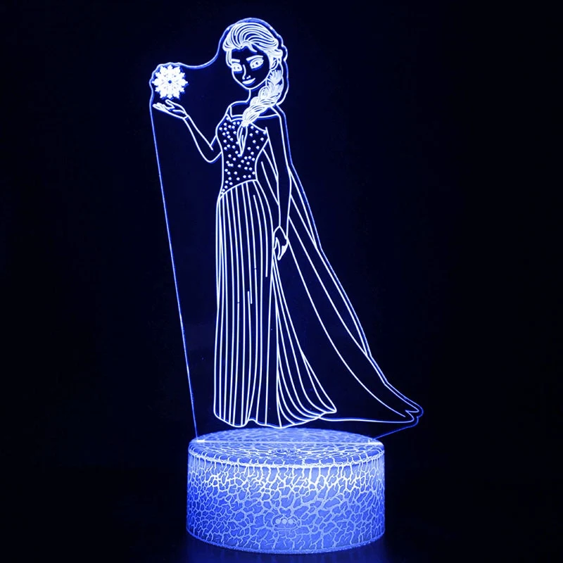 Elsa Die Eiskönigin Nachtlicht, 3D Lampe, Nachtlampe mit Farbwechsel